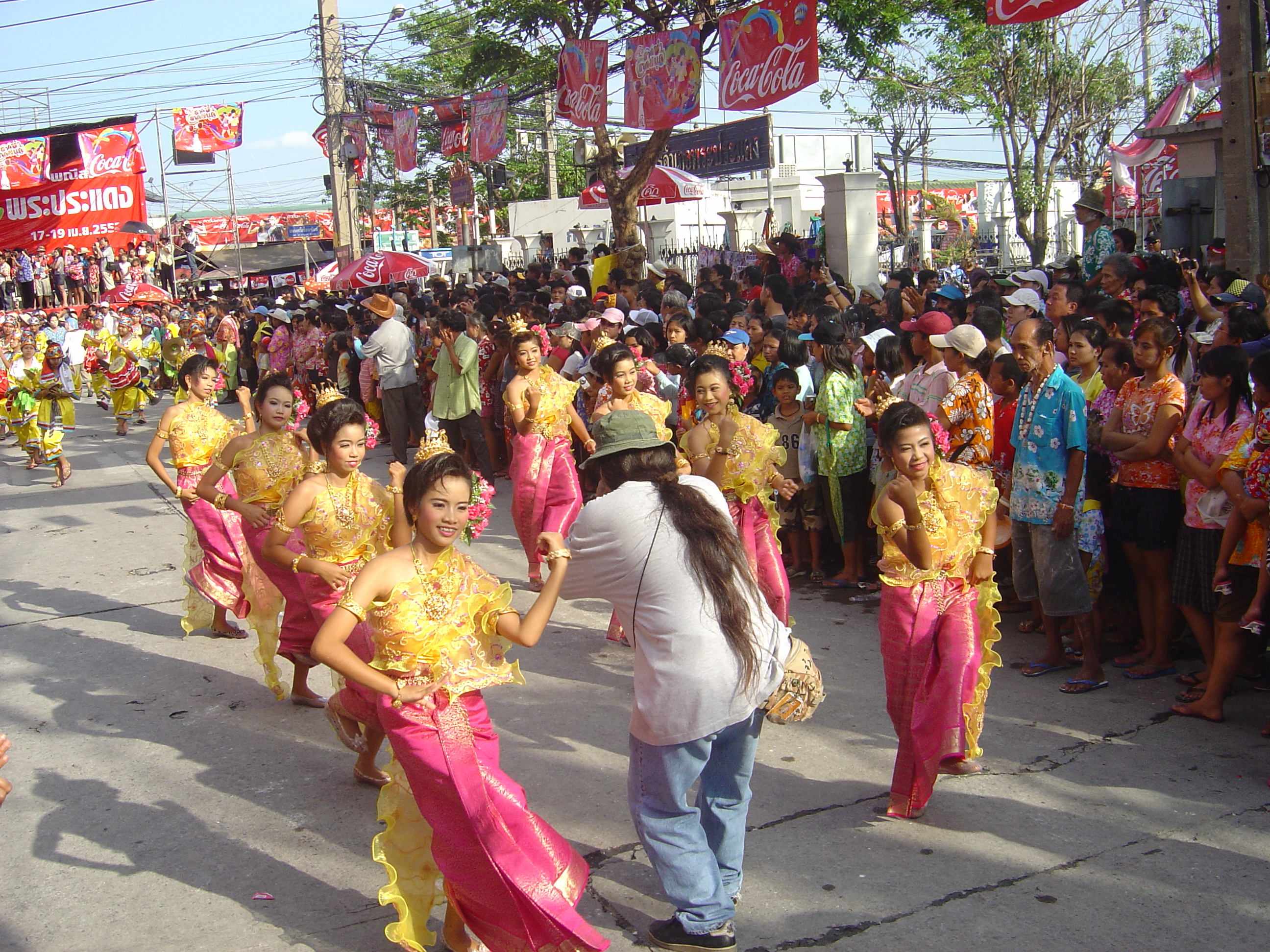 Traditional Songkran parade scene in Thailand
