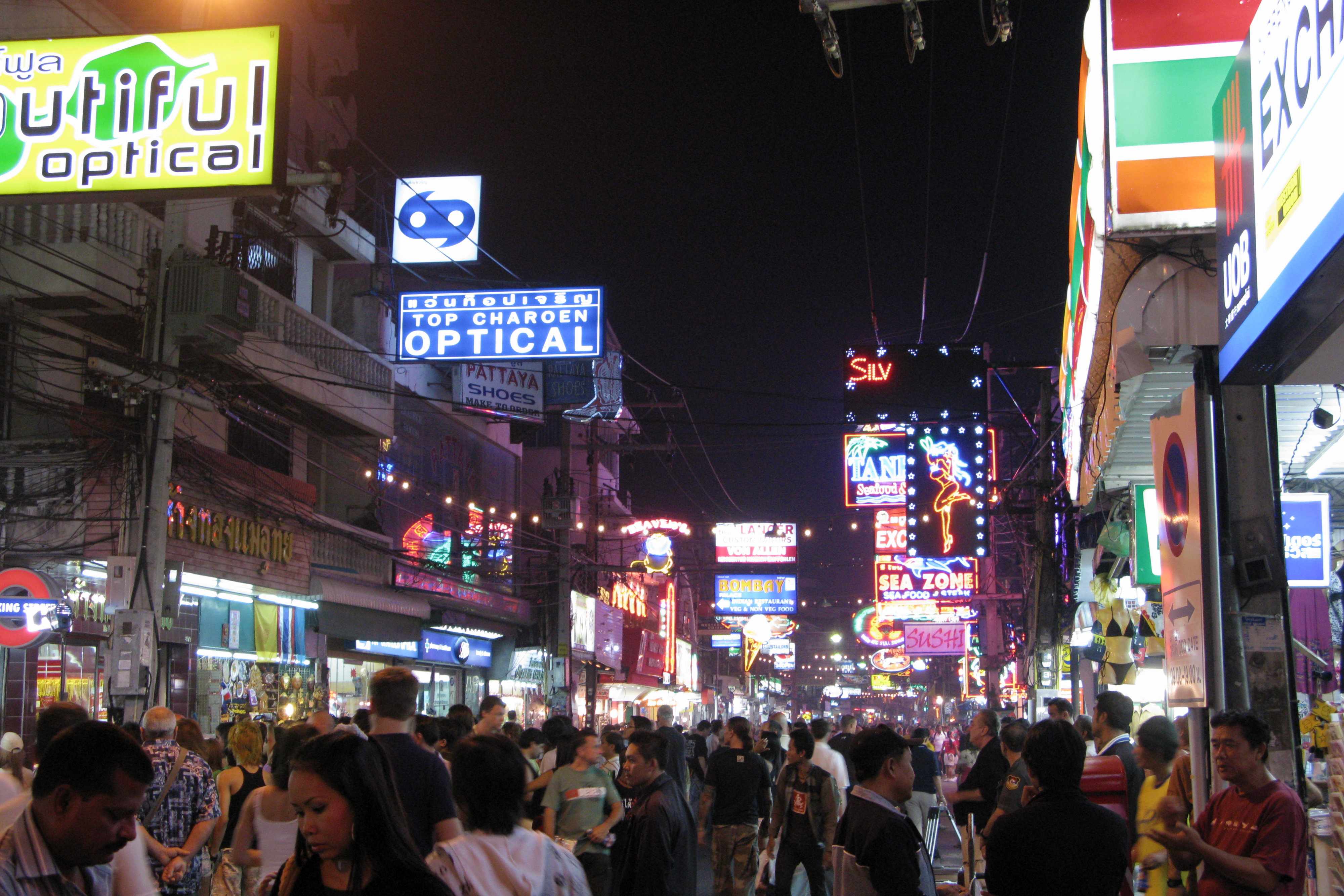 Walking Street in Pattaya at night